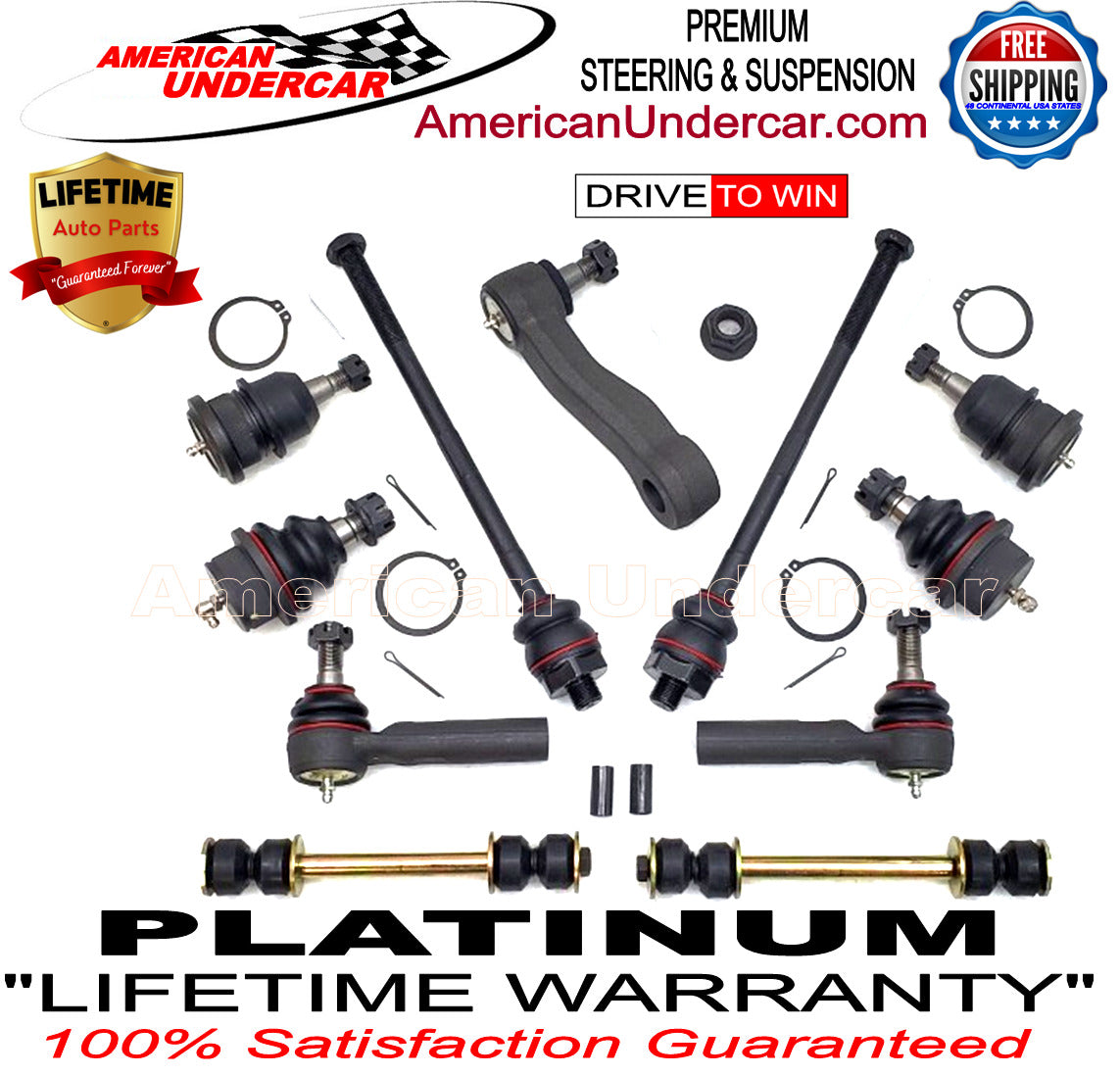 Lifetime Ball Joint Tie Rod Steering Kit for 1999-2007 Chevrolet, GMC, Cadillac 2WD, 4x4