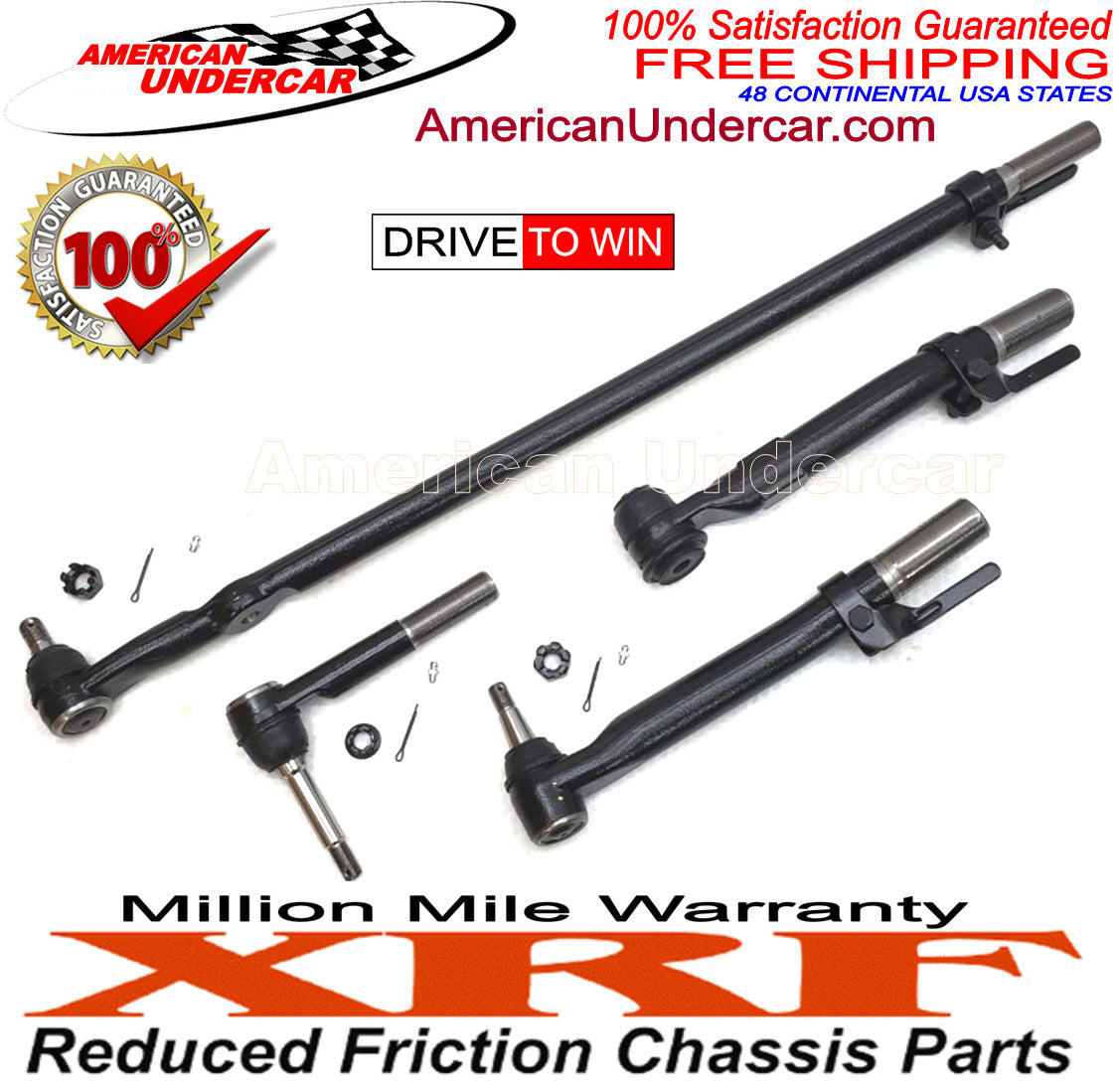 XRF Drag Link Tie Rod Steering Kit for 2011-2019 Ford F450, F550 Super Duty with Bent Pitman Arm