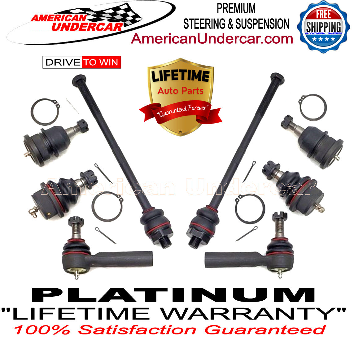 Cadillac Chevrolet GMC 1999 - 2007 Lifetime Ball Joint Tie Rods Steering Kit