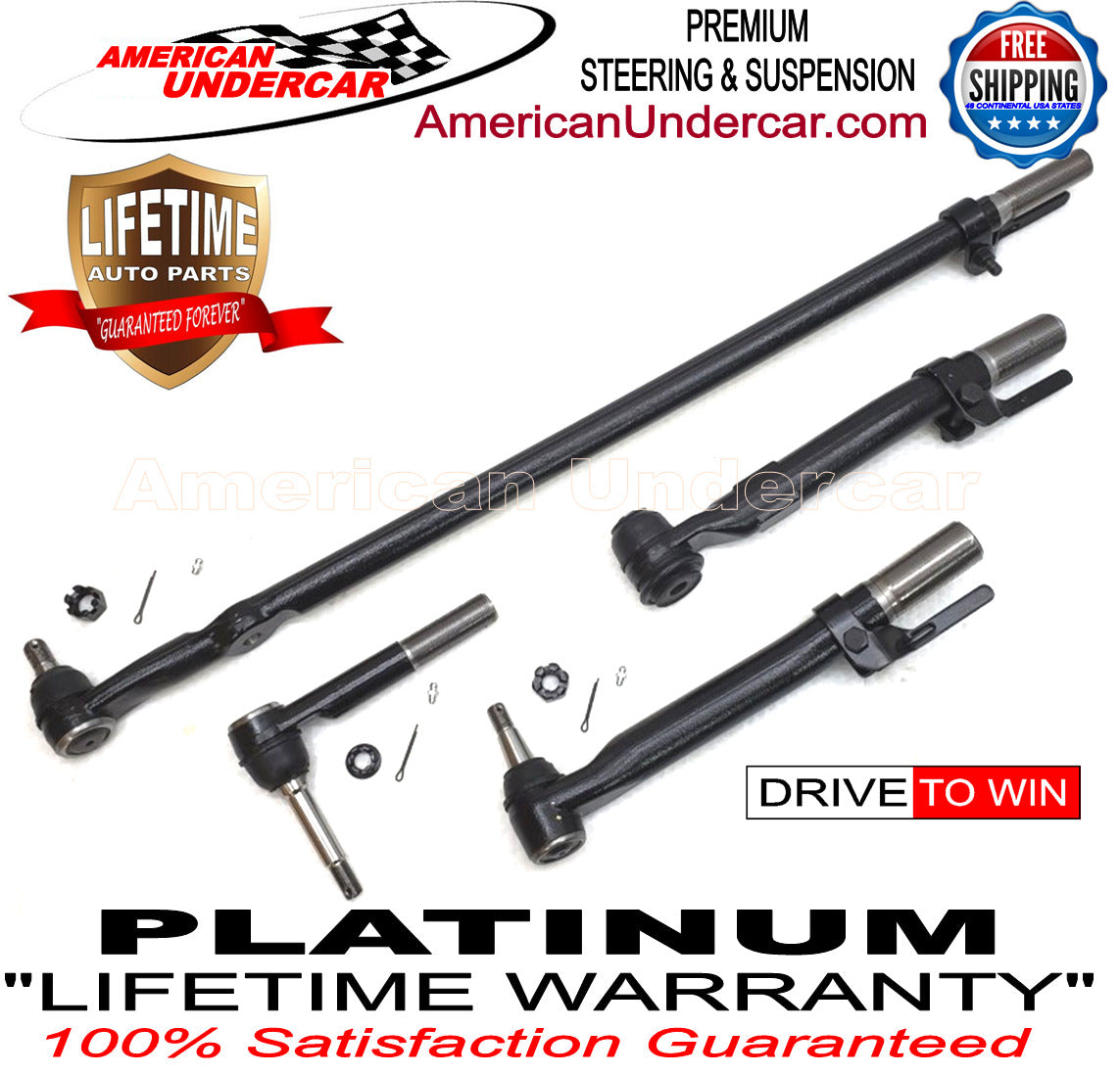 Lifetime Drag Link Tie Rod Steering Kit for 2011-2016 Ford F450, F550 Super Duty 4x4