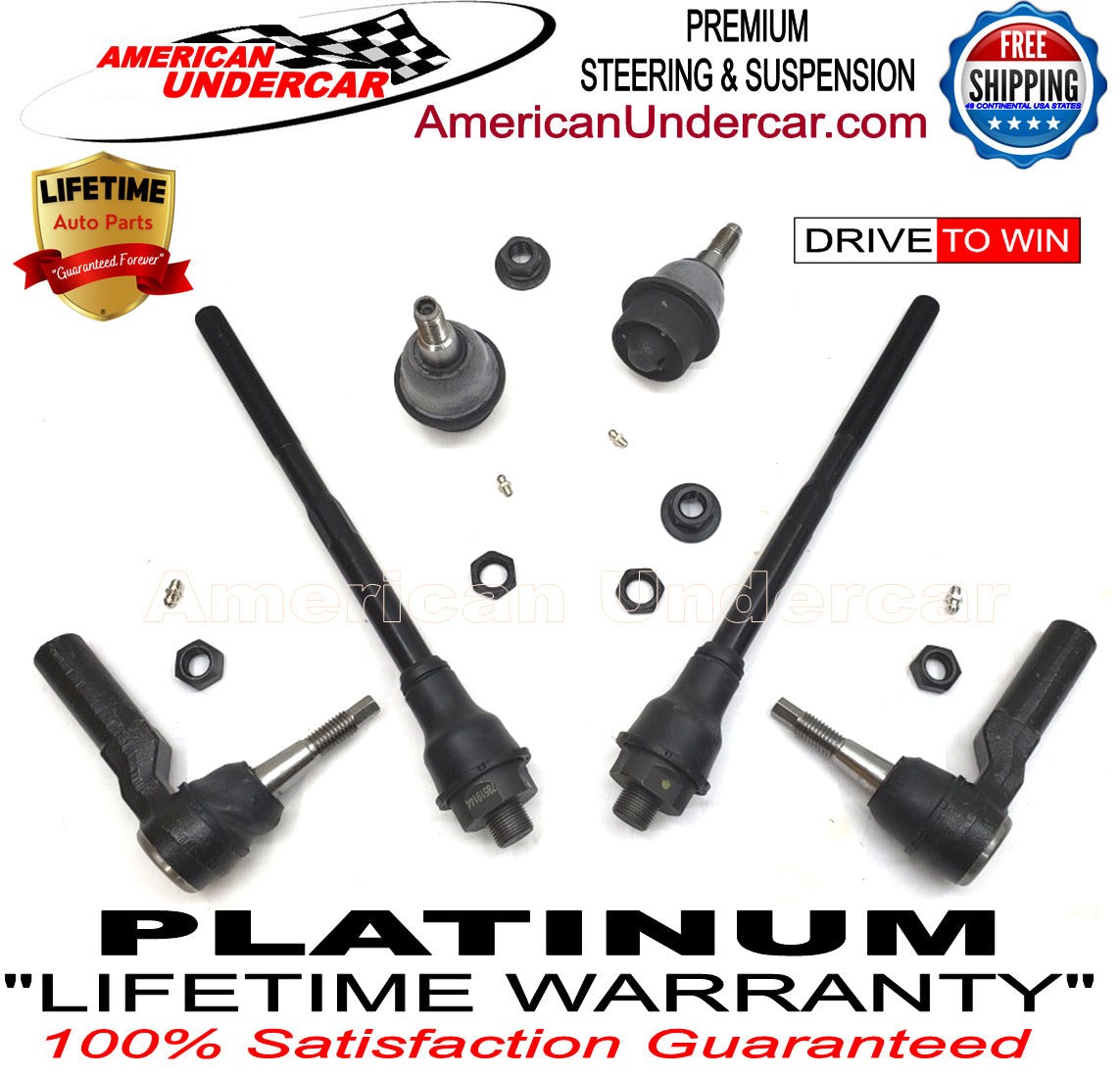 Lifetime Lower Ball Joint & Tie Rod End Kit for 2011-2019 Chevrolet, GMC, 2500HD. 3500HD 2WD, 4x4