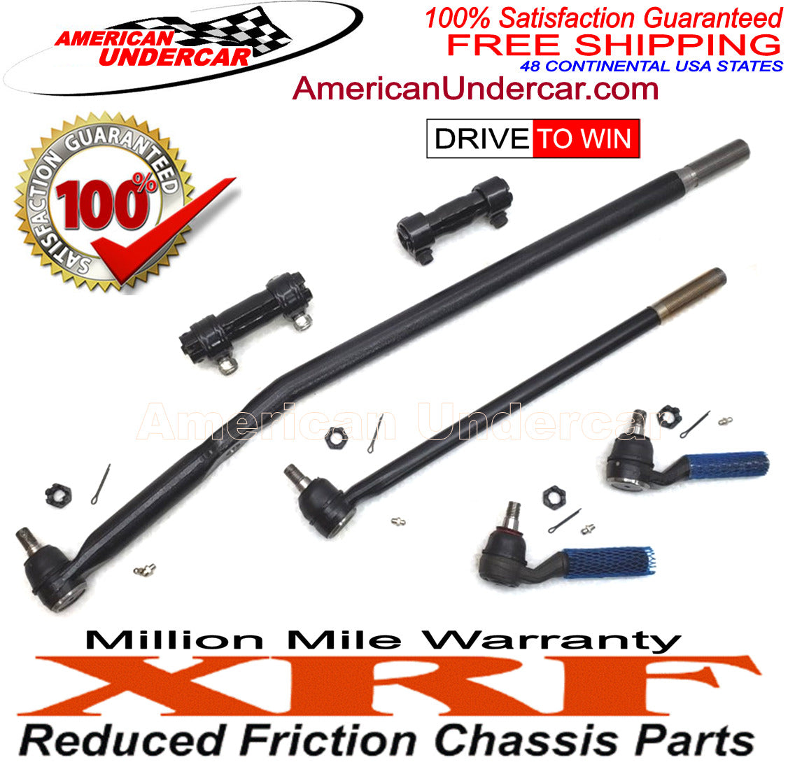 XRF Drag Link Tie Rod Sleeve Steering Kit for 1995-1997 Ford F250HD 4x4 Twin I-Beam