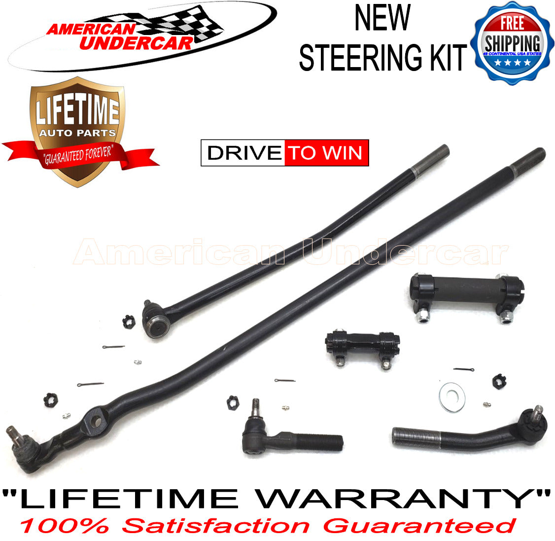 Lifetime Drag Link Tie Rod Sleeve Steering Kit for 1998-1999 Dodge Ram 2500, 3500 4x4