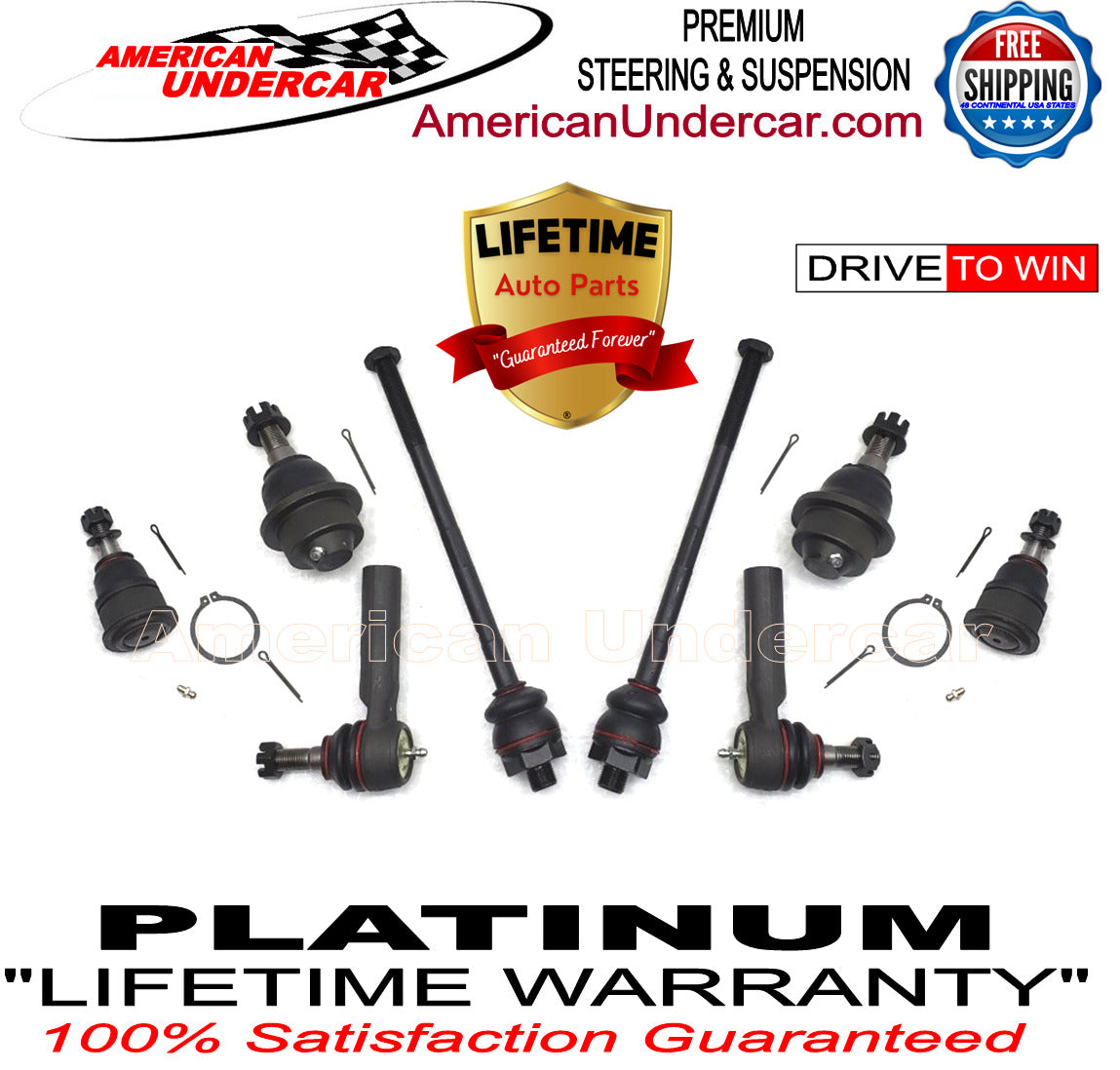 Lifetime Ball Joints and Tie Rod Ends Steering Kit for 2001-2010 Chevrolet, GMC 1500HD, 2500HD, 3500HD, 2WD, 4x4