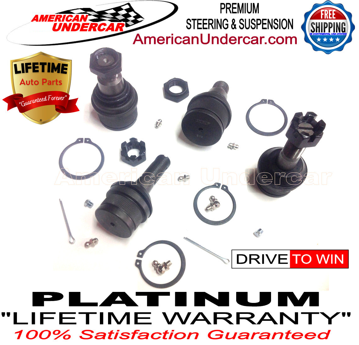 Lifetime Ball Joint Upper & Lower Suspension Kit for 1994-2004 Ford F450, F550 Super Duty, Mono Beam axle