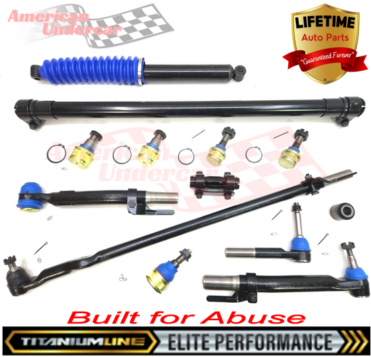 Lifetime Titanium Line Steering Suspension Kit | 2017-2024 Ford F250 F350 Super Duty 4x4 | Narrow Frame (drag link 34.5" thread end to stud center)