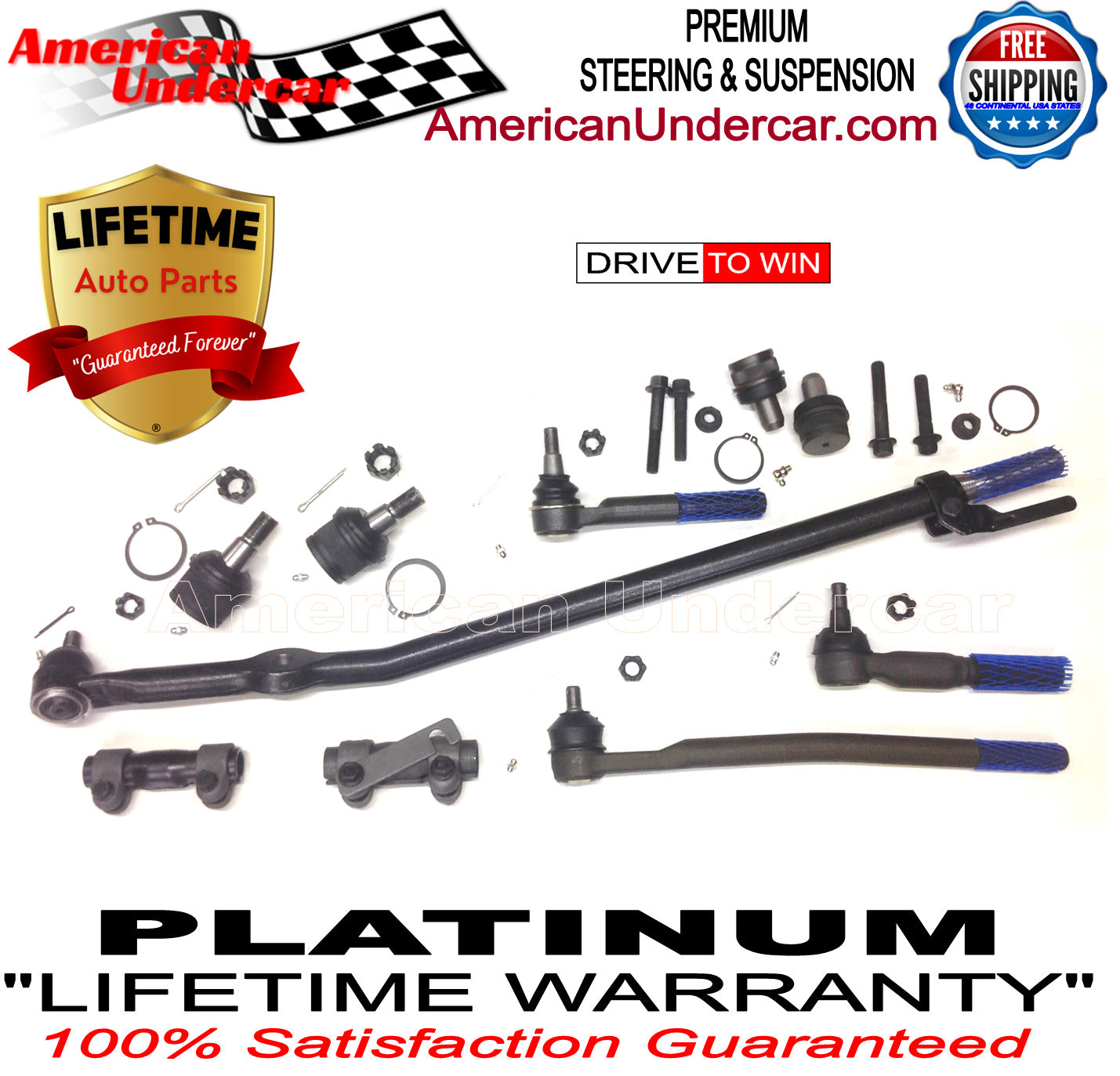 Lifetime Ball Joint Drag Link Tie Rod Kit for 1999-2004 Ford F250 Super Duty 2WD