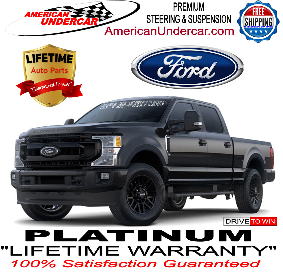 Lifetime Steering and Suspension Kit for 2017-2019 Ford F550 Super Duty 2WD Wide Frame