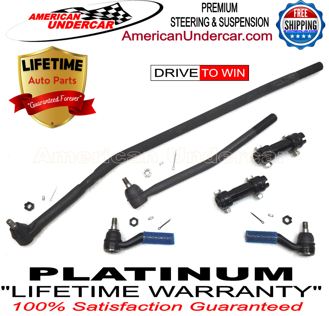 Lifetime Drag Link Tie Rod Sleeve Steering Kit for 1999-2006 Ford E350 SRW