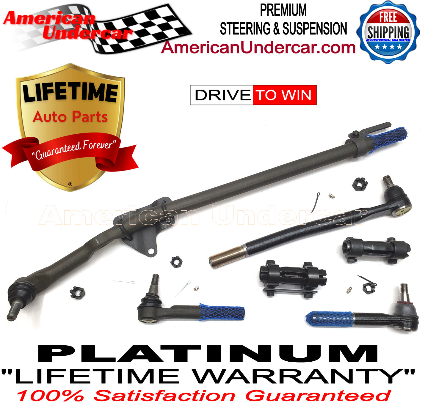 Lifetime Drag Link Tie Rod Sleeve Steering Kit for 2005-2007 Ford F250 Super Duty 2WD