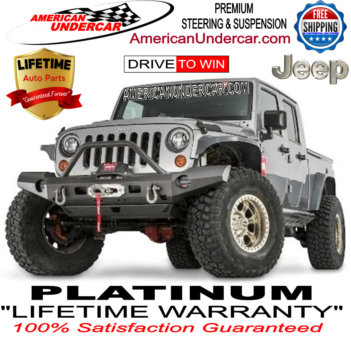 Lifetime Steering Kit for 2018-2022 Jeep Wrangler JL, Gladiator JT 4x4 with Dana 44 Axle