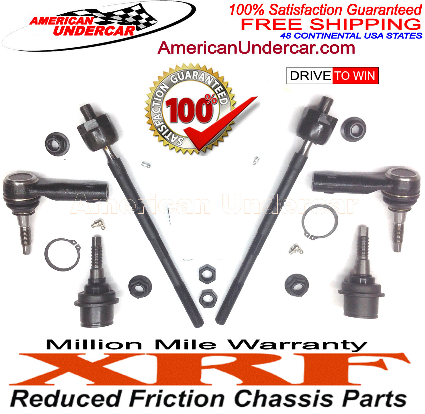 XRF Lower Ball Joints Tie Rod Ends Steering Kit for 2003-2006 Ford Expedition 2WD