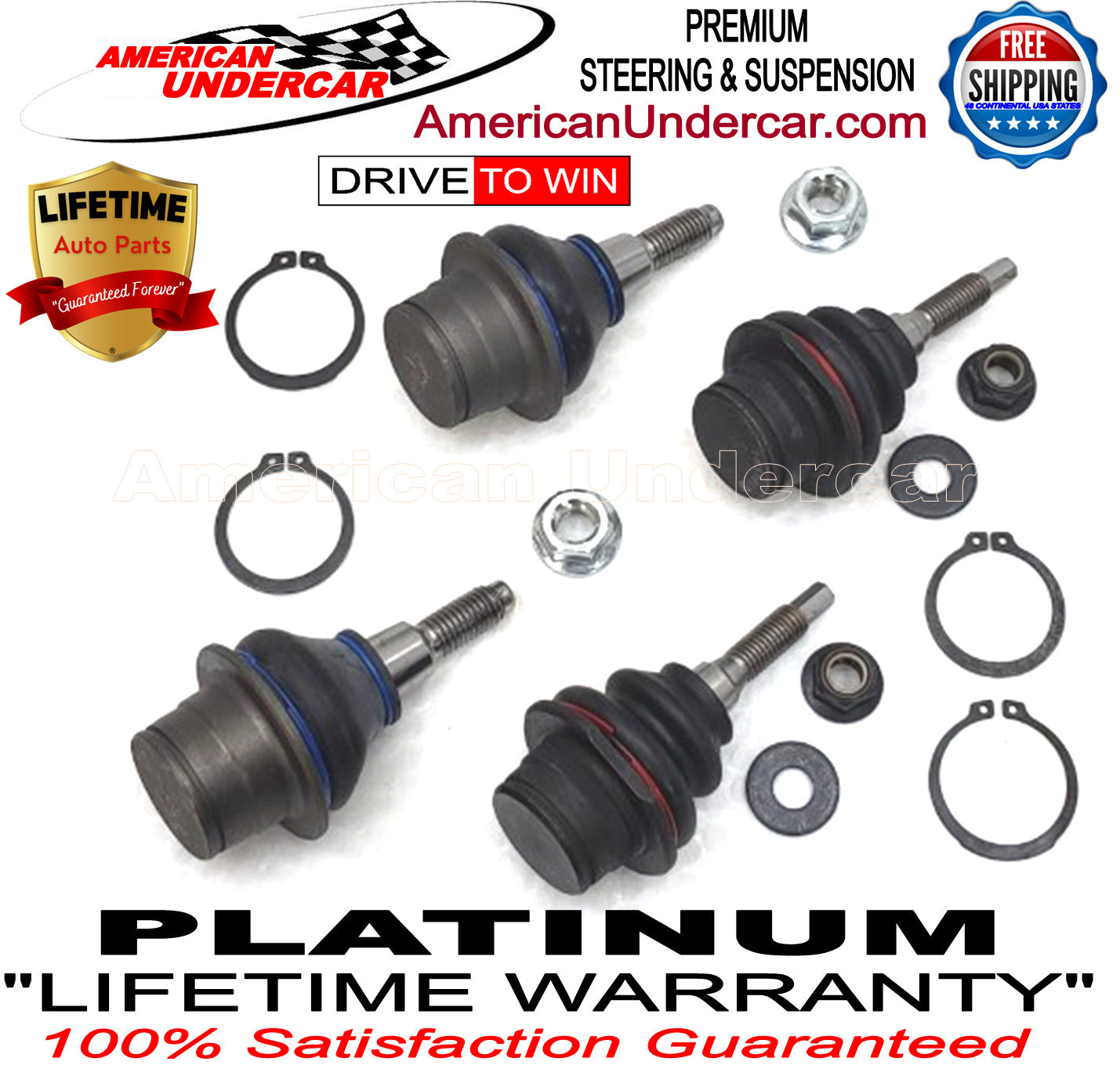 Lifetime Ball Joints Upper and Lower Suspension Kit for 2015-2020 Ford F150 4x4