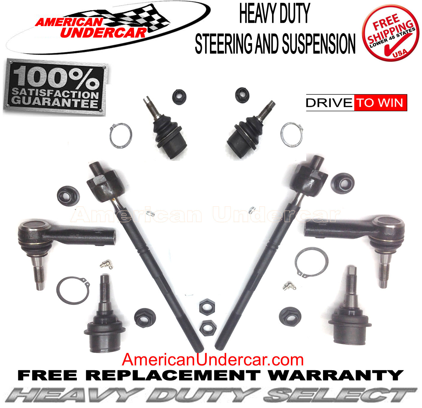 HD Ball Joints Tie Rod Steering Suspension Kit for 2018-2021 Ford Expedition 2WD