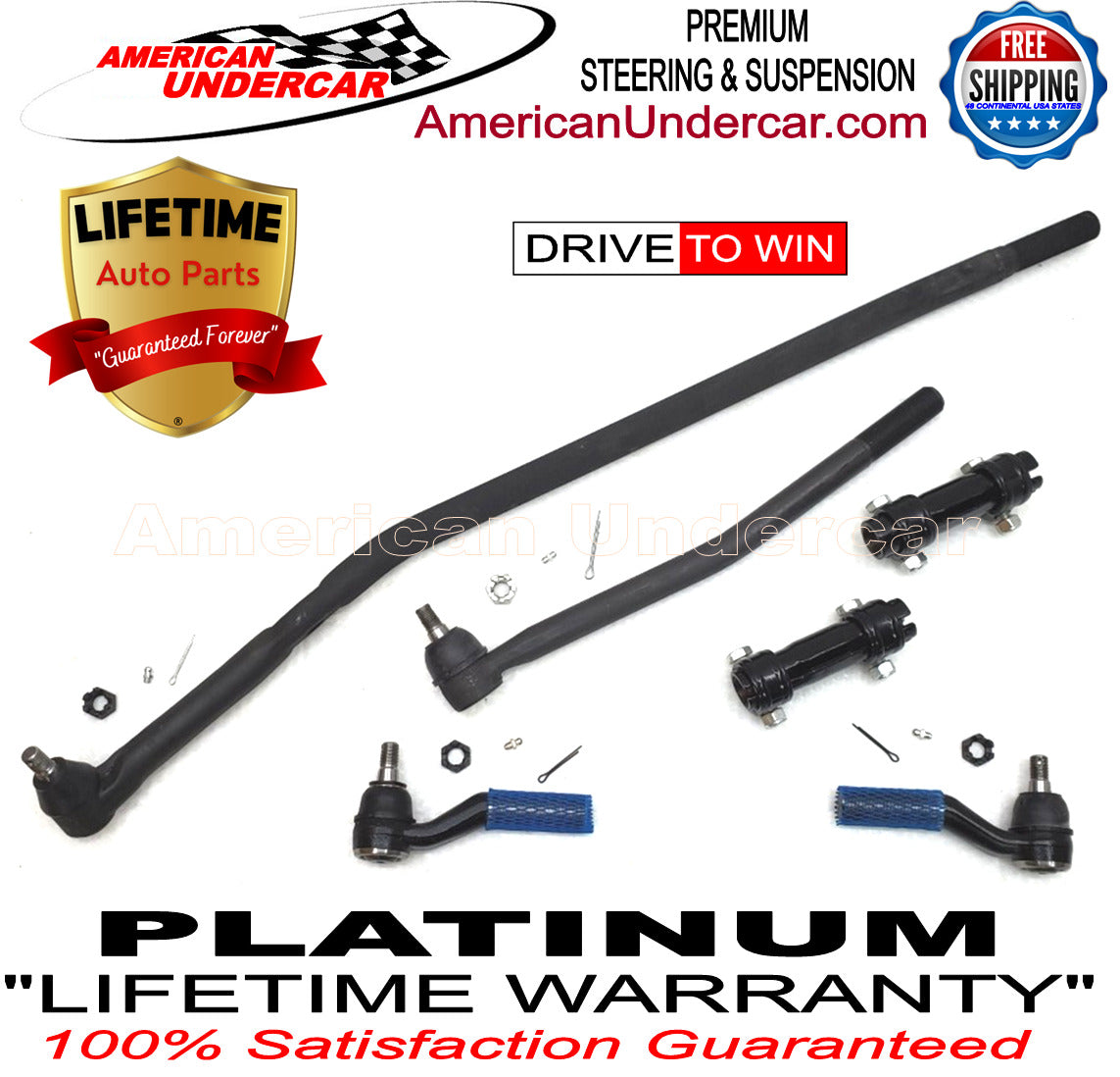 Lifetime Drag Link Tie Rod Ends Sleeve Steering Kit for 1992-2006 Ford E150 2WD