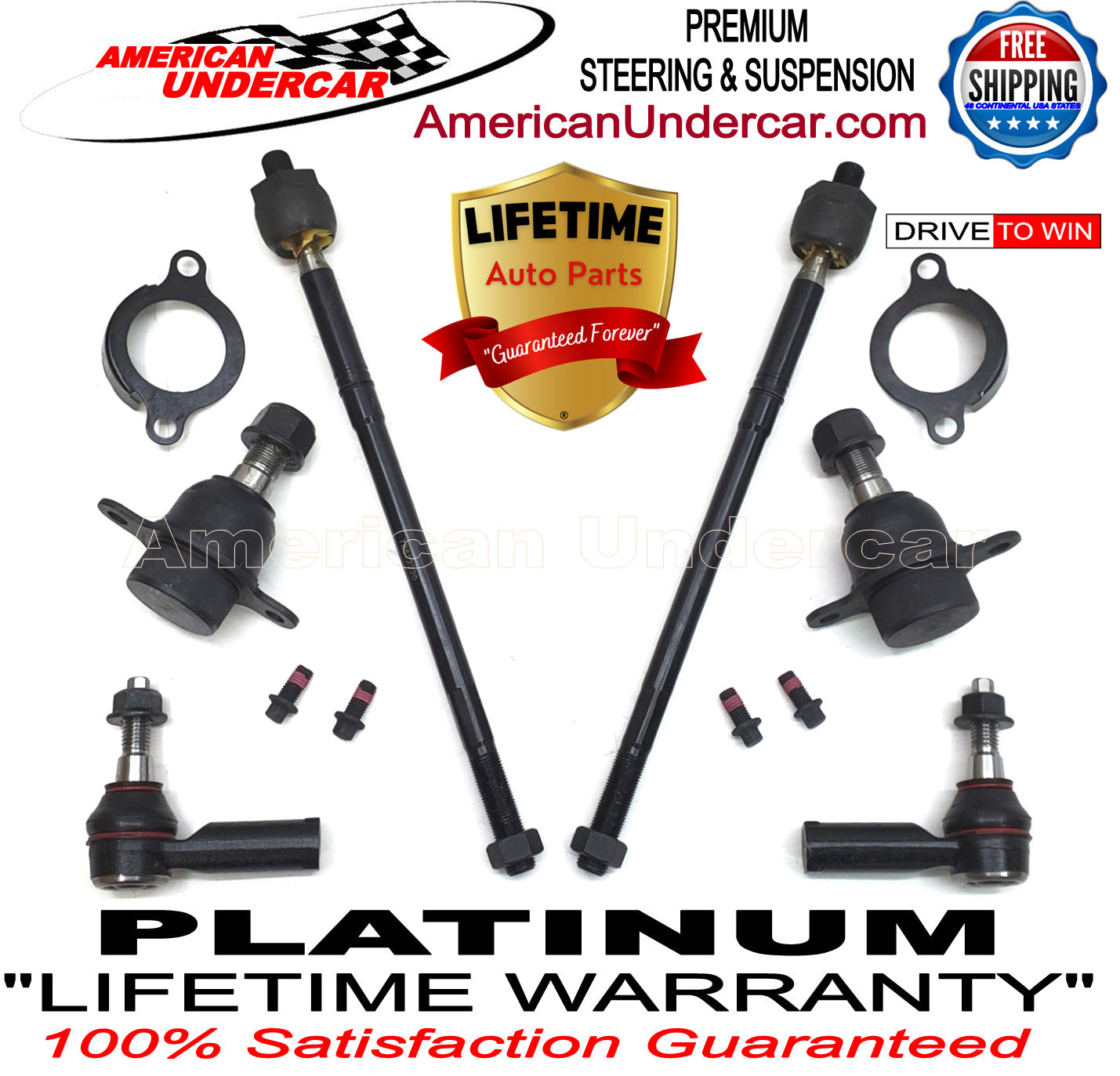 Lifetime Ball Joint Tie Rod Steering Suspension Kit for 2015-2019 Ford Transit 150 2WD