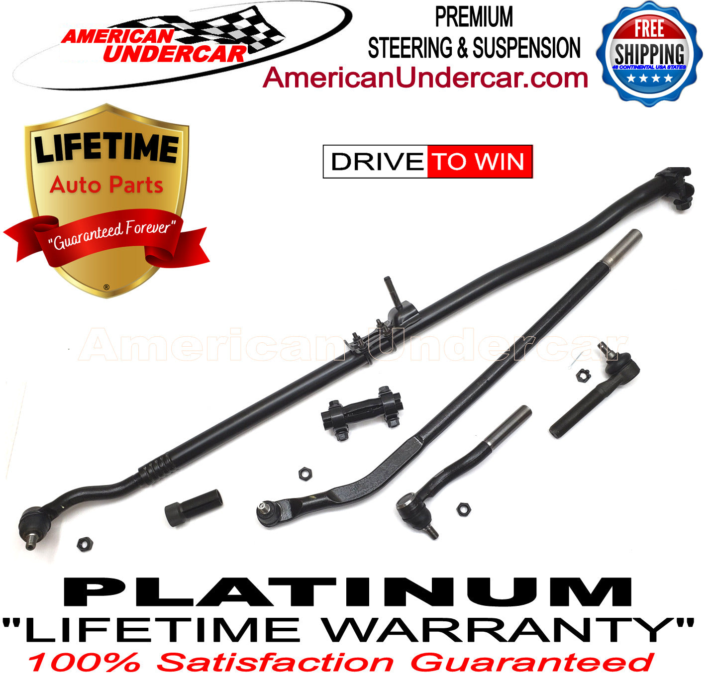 Lifetime Drag Link Tie Rod Steering Suspension Kit for 2007-2017 Jeep Wrangler 4x4