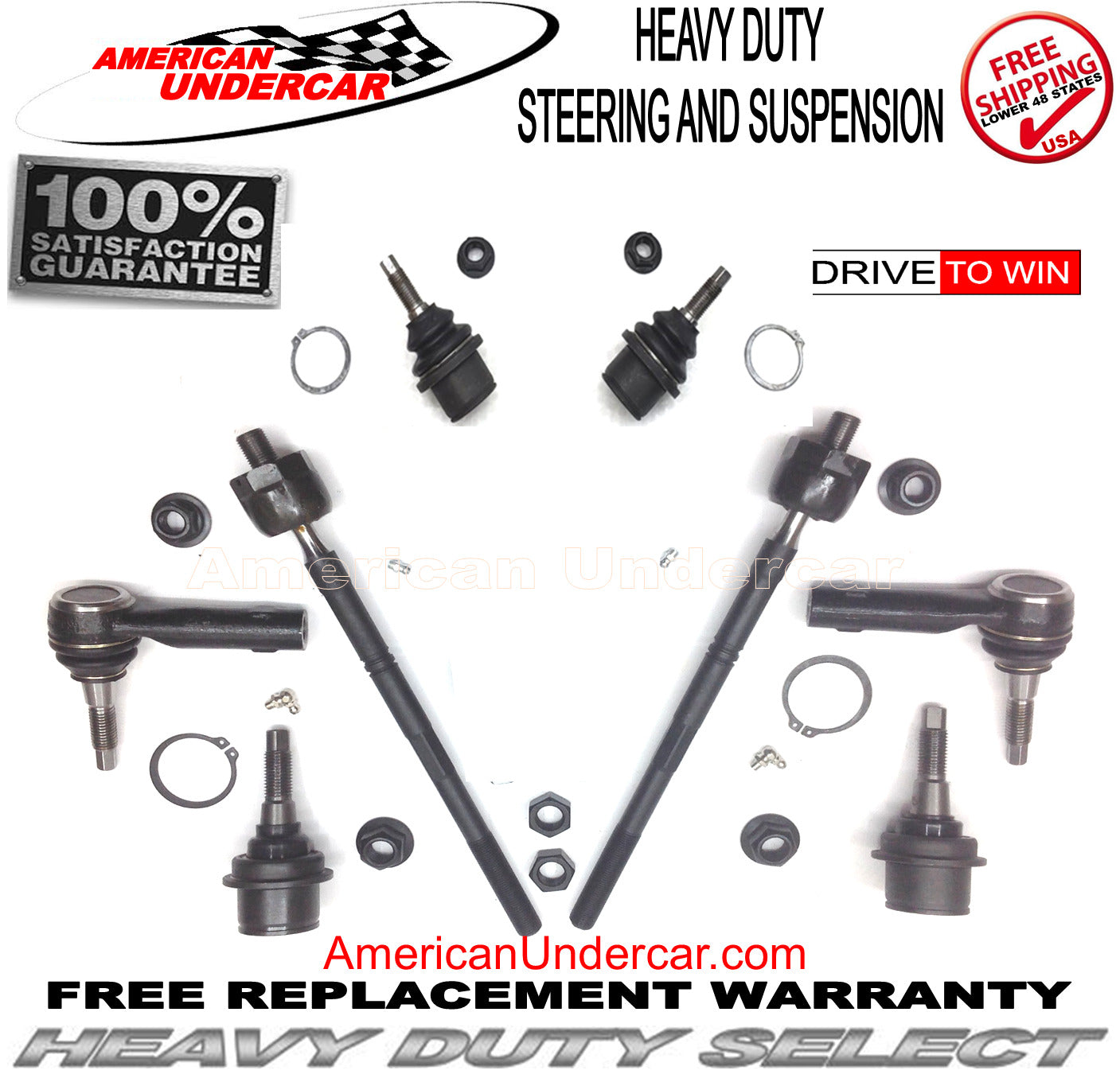 HD Ball Joints Tie Rod Steering and Suspension Kit for 2015-2020 Ford F150 4x4