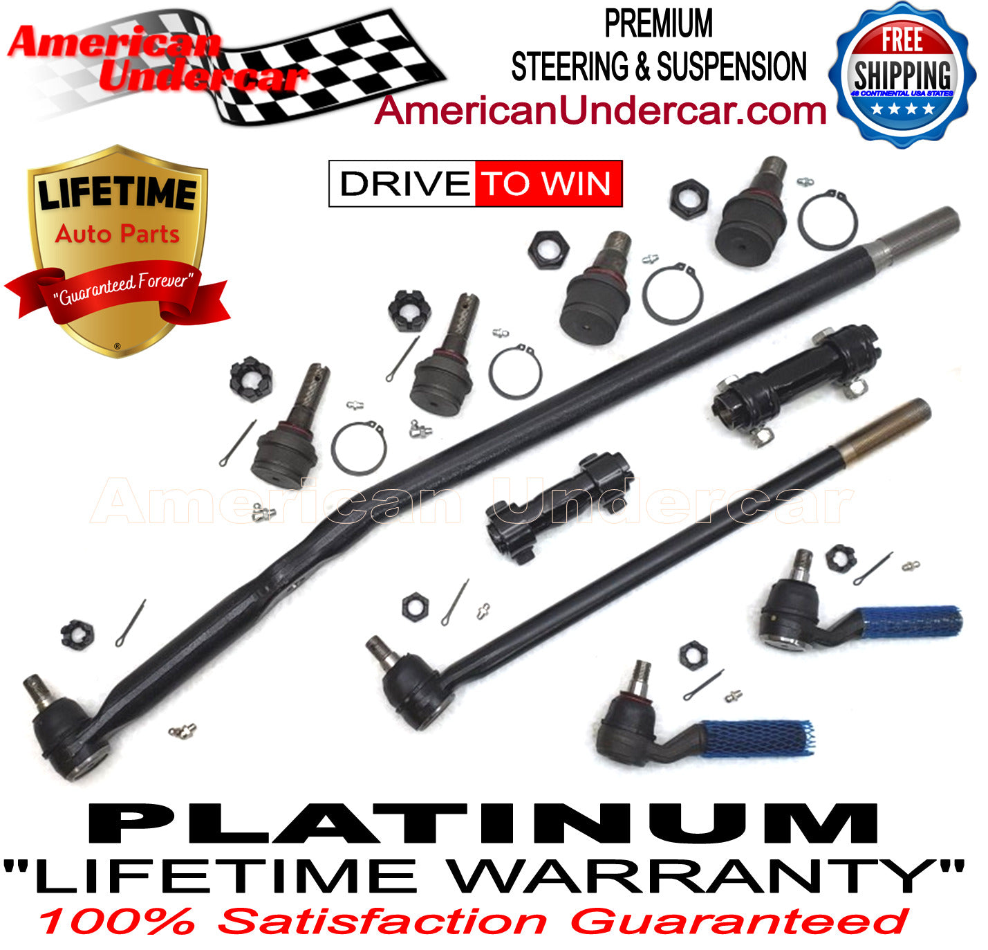 Lifetime Ball Joint Tie Rod Drag Link Sleeve Steering Kit for 1997 Ford F250HD 4x4 4600lb Axle