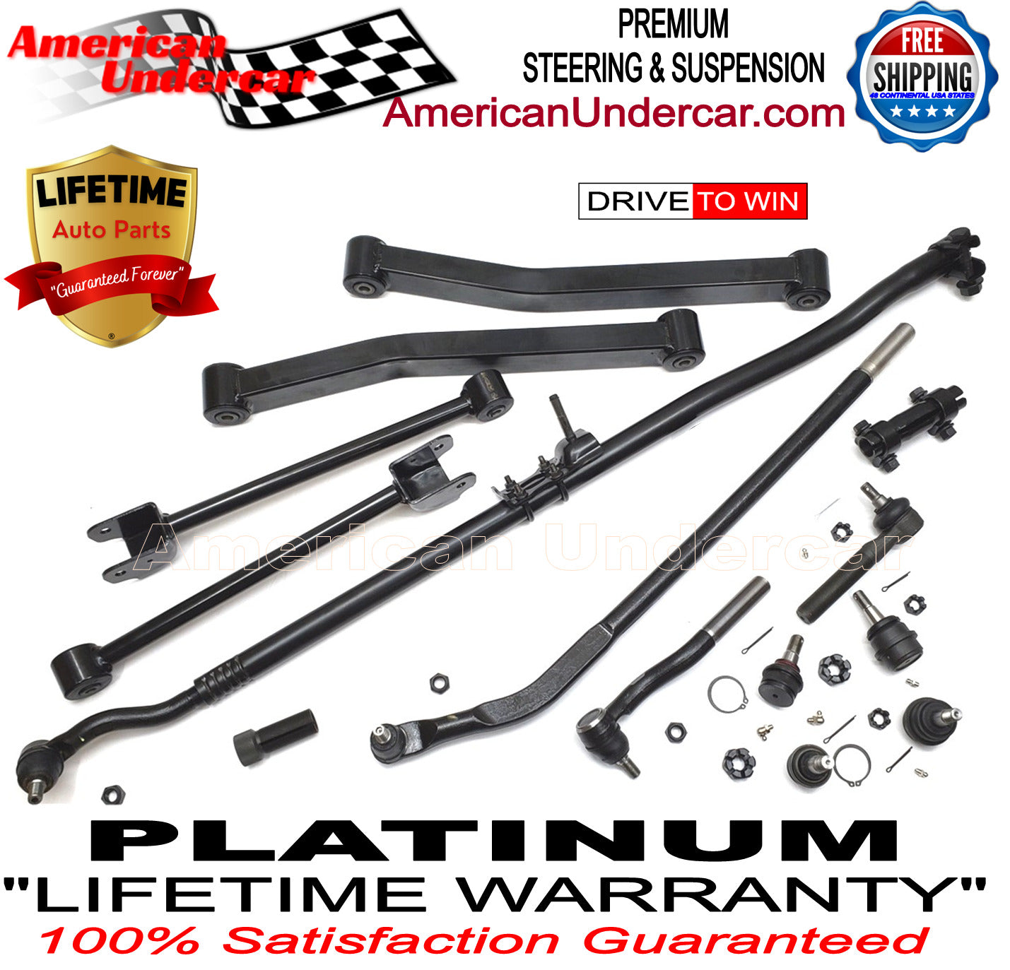 Lifetime Ball Joint Control Arm Tie Rod Drag Link Kit for 2007-2017 Jeep Wrangler 4x4