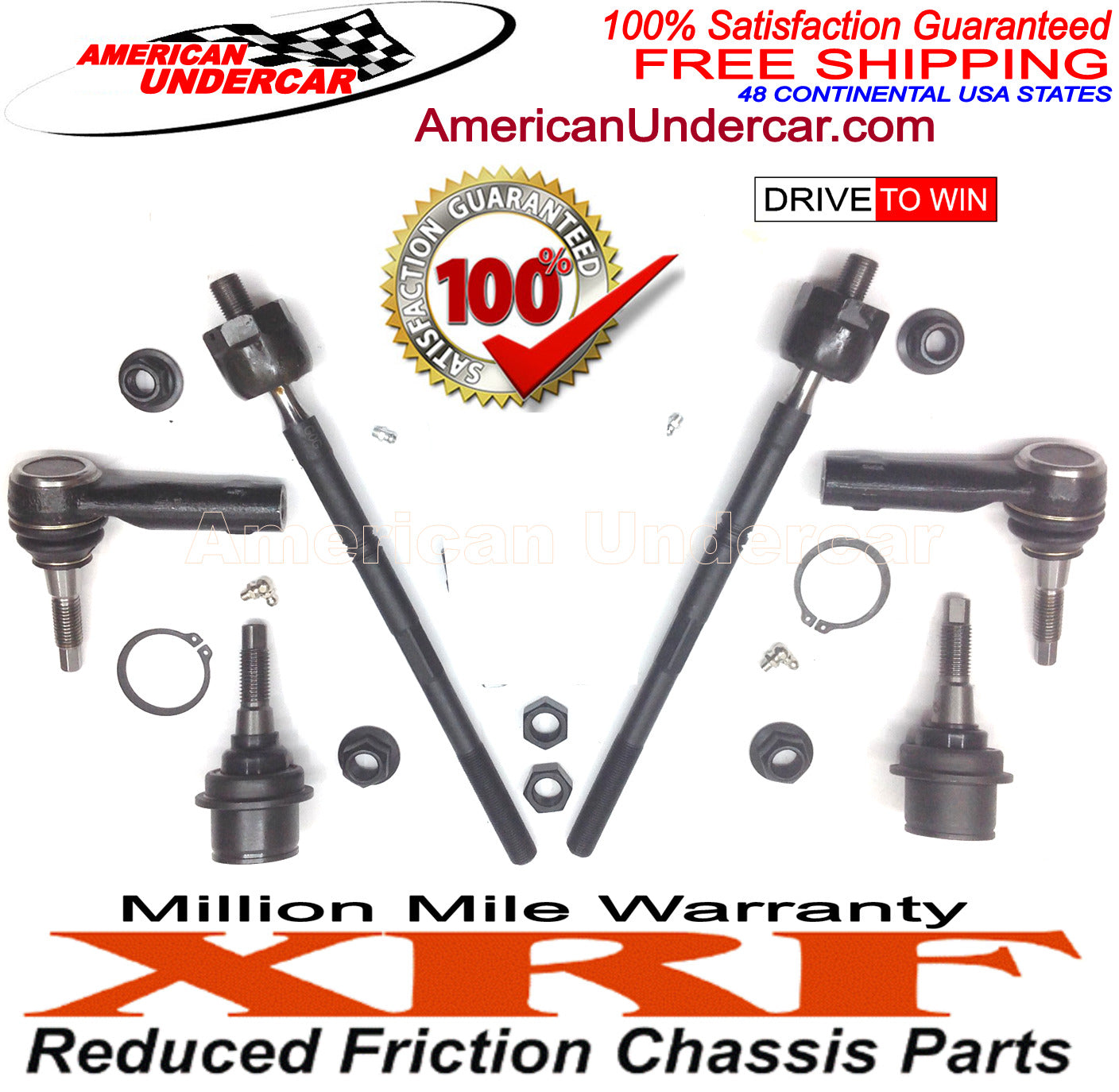 XRF Lower Ball Joints Tie Rod Ends Steering Kit for 2004-2008 Ford F150 2WD