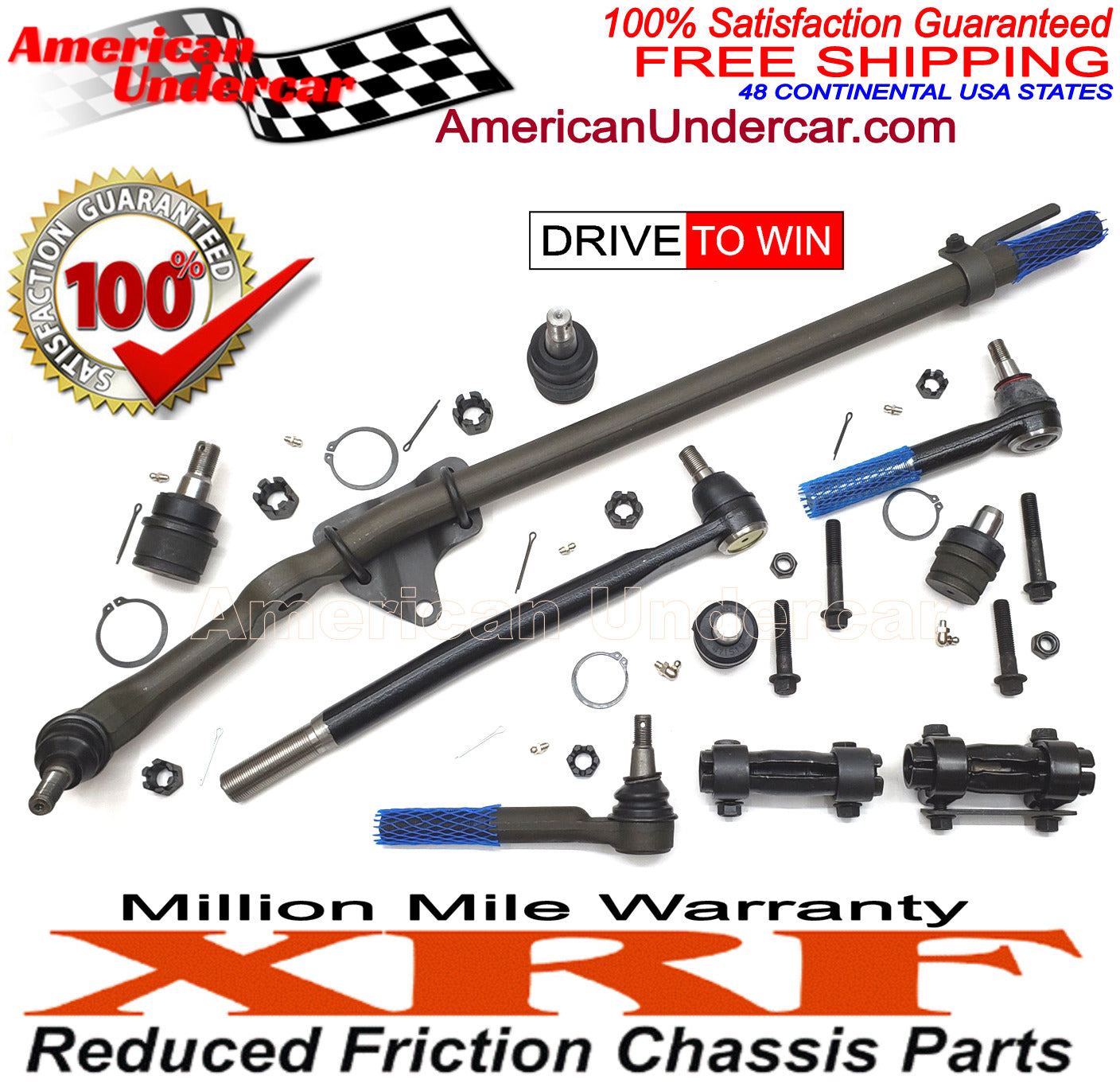 XRF Ball Joint Drag Link Tie Rod Sleeve Steering Kit for 2005-2007 Ford F250 Super Duty 2WD