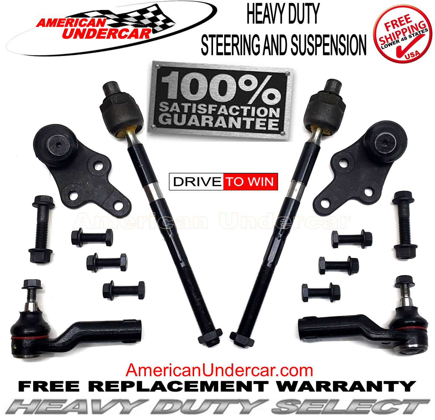 HD Ball Joints Tie Rod Steering Suspension Kit for 2014-2019 Ford Transit Connect 2WD