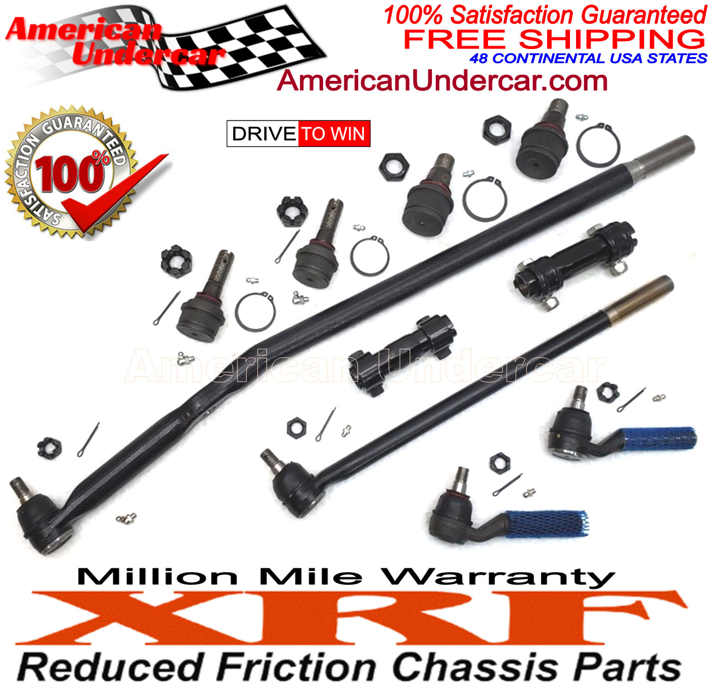 XRF Ball Joint Tie Rod Drag Link Sleeve Steering Kit for 1995-1996 Ford F250 4x4, 3850lb Axle