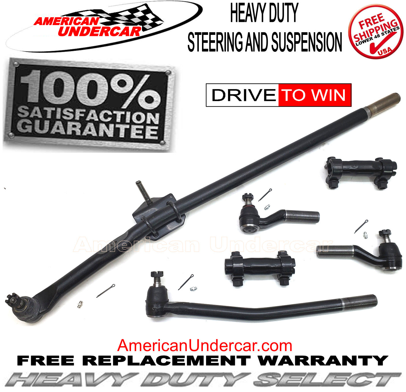 HD Drag Link Tie Rod Sleeve Steering Kit for 1992-2006 Ford E250 DRW