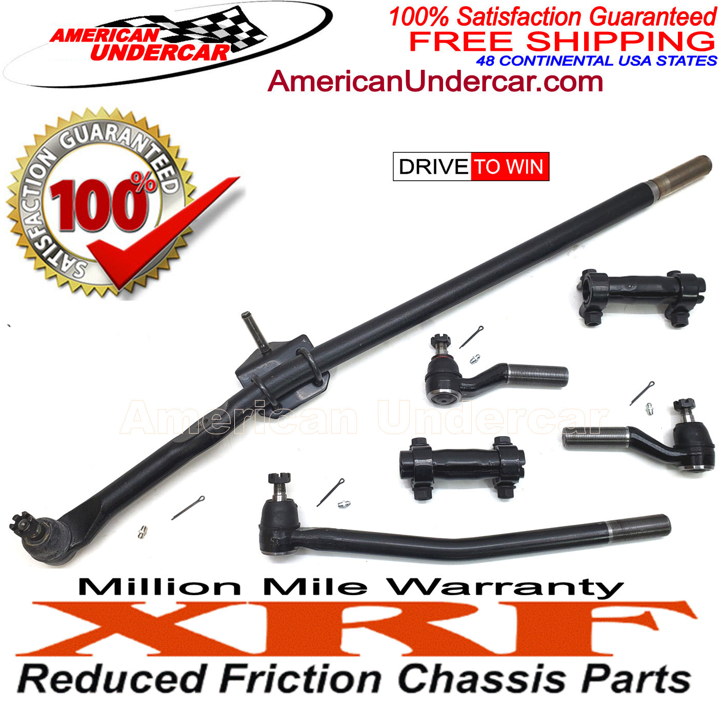 XRF Drag Link Tie Rod Sleeve Steering Suspension Kit for 1999-2006 Ford E450 DRW