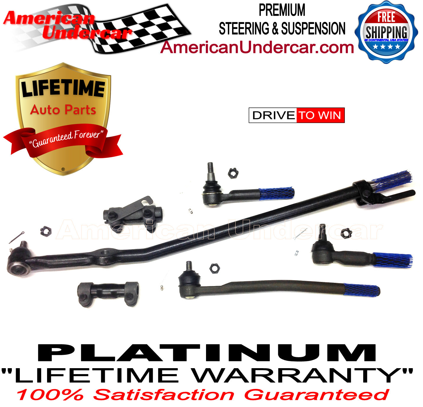 Lifetime Drag Link Tie Rod Sleeve Steering Kit for 1999-2004 Ford F350 Super Duty 2WD