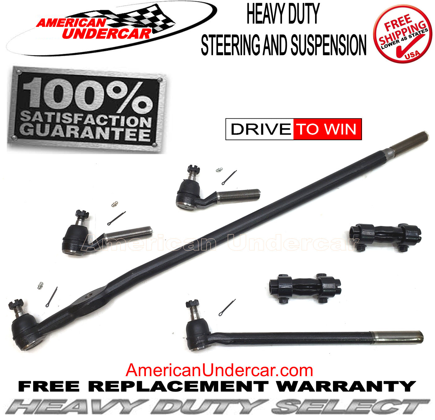 HD Tie Rod Drag Link Sleeve Steering Suspension Kit for 1985-1994 Ford F250 4x4