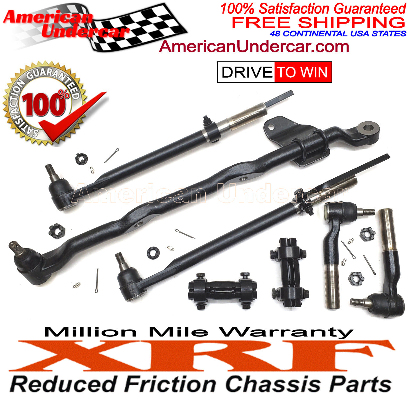 XRF Drag Link Tie Rod Sleeve Steering Kit for 2011-2022 Ford F350 Super Duty 2WD